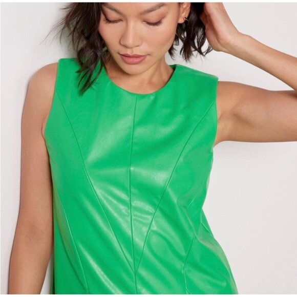 Amanda Uprichard New York Harlow Faux Leather Mini Dress in Green Size M - Picture 4 of 16